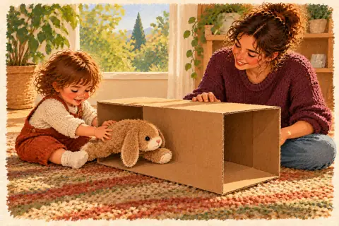 Box tunnel parcel, from the activity pack Toddler move and make
