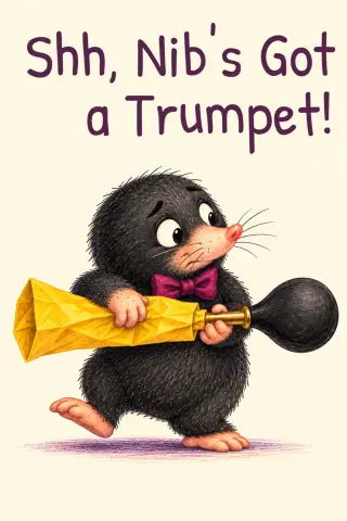 Cover of the picture book Shh, Nib's Got a Trumpet!