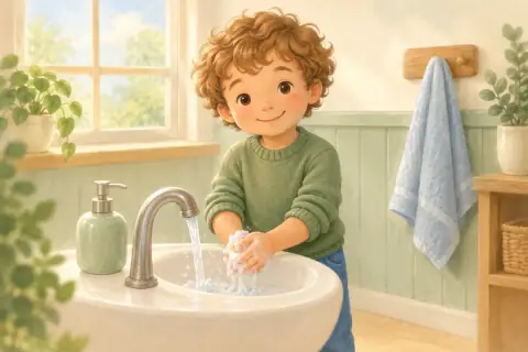 Washing hands, a picture routine chart